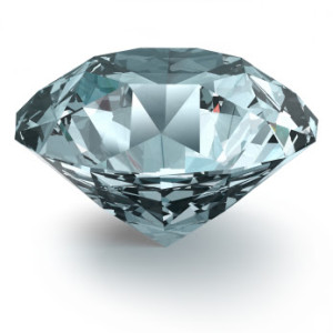 A diamond on a white background. Clipping path included. 3D render with HDRI lighting and raytraced textures.